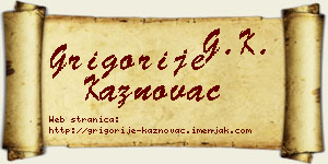 Grigorije Kaznovac vizit kartica